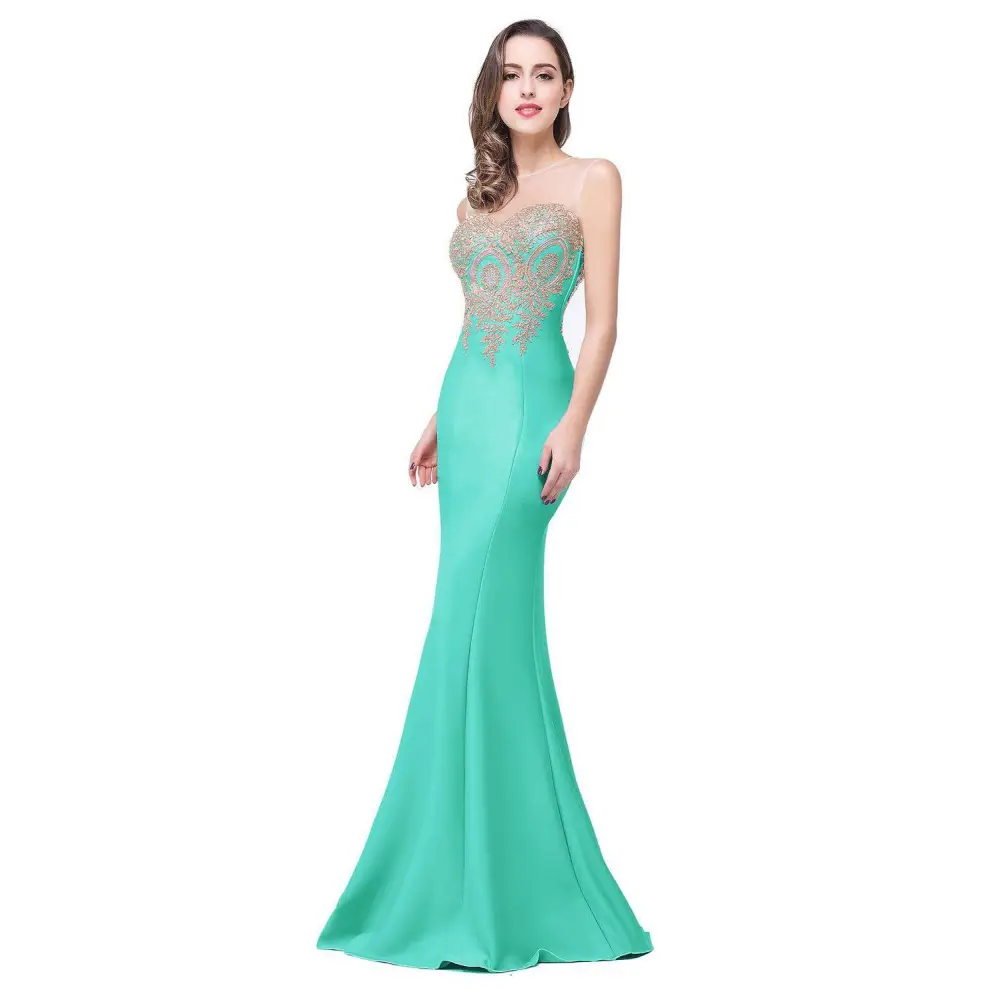 Red Mermaid Bride Toast Gown with Gold Beading