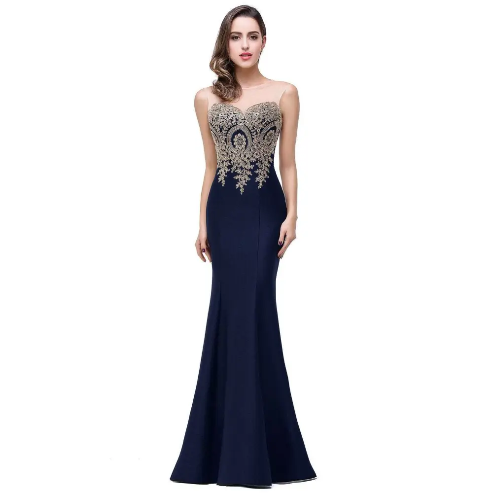 Red Mermaid Bride Toast Gown with Gold Beading