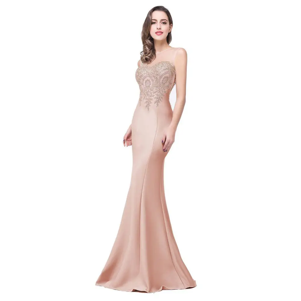 Red Mermaid Bride Toast Gown with Gold Beading