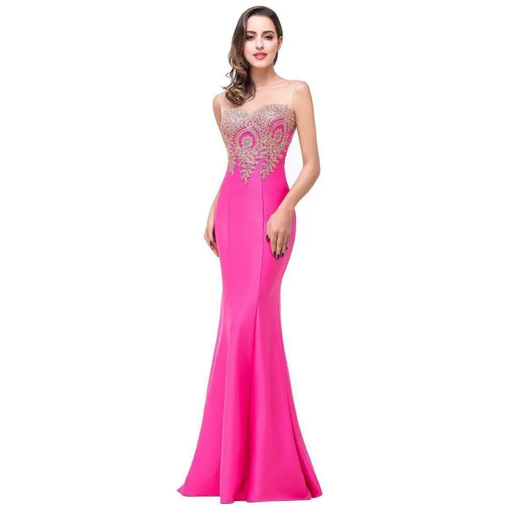 Red Mermaid Bride Toast Gown with Gold Beading