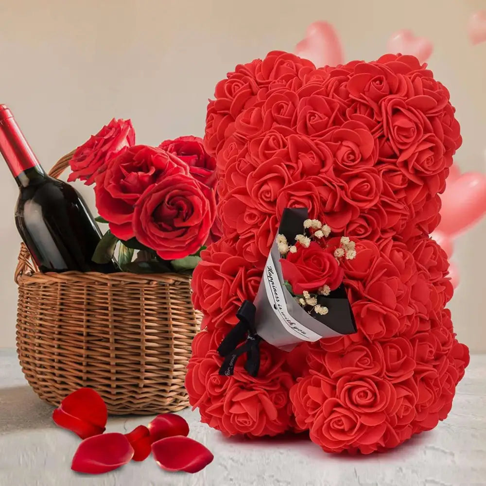 Red Rose Bear Eternal Flower Gift Box