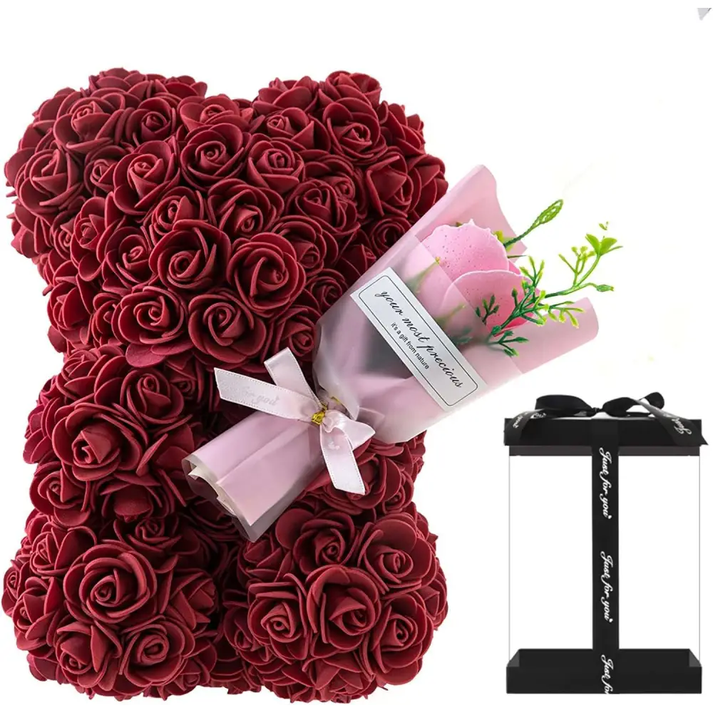 Red Rose Bear Eternal Flower Gift Box