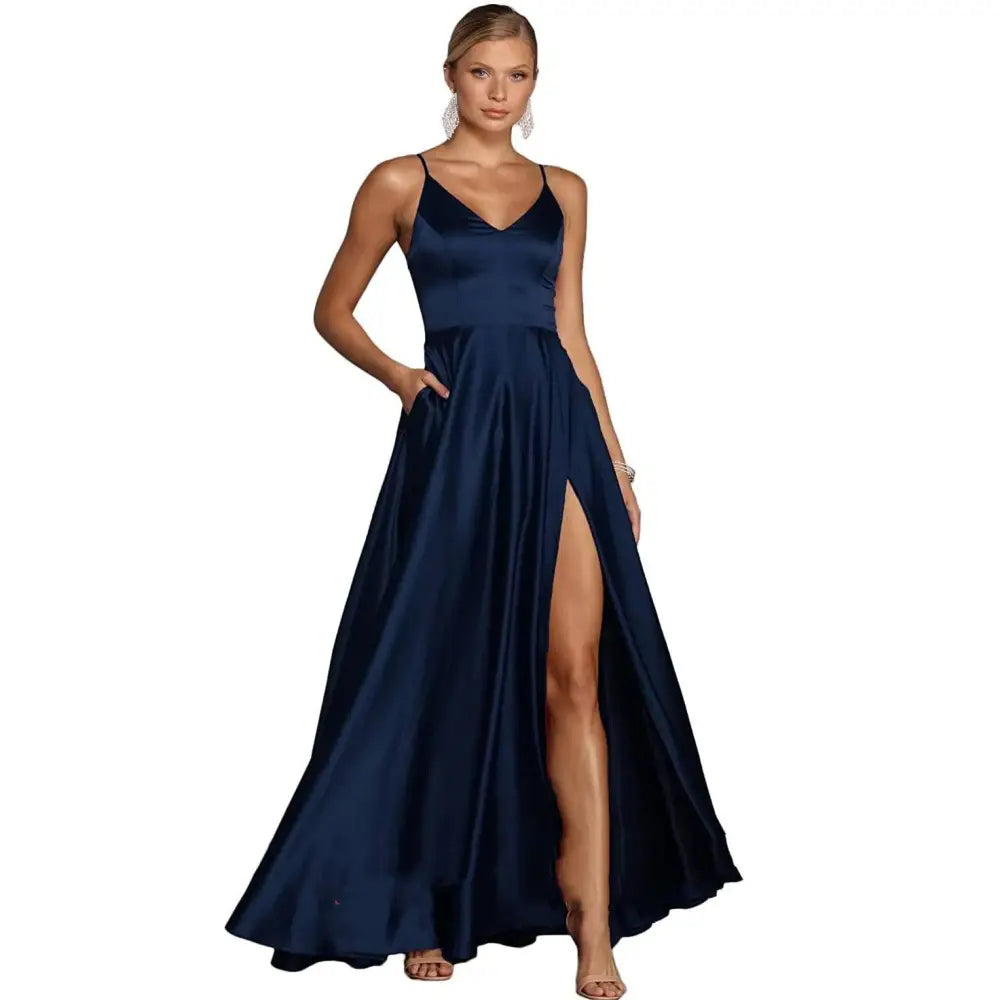 Red Satin Temperament Long Dress