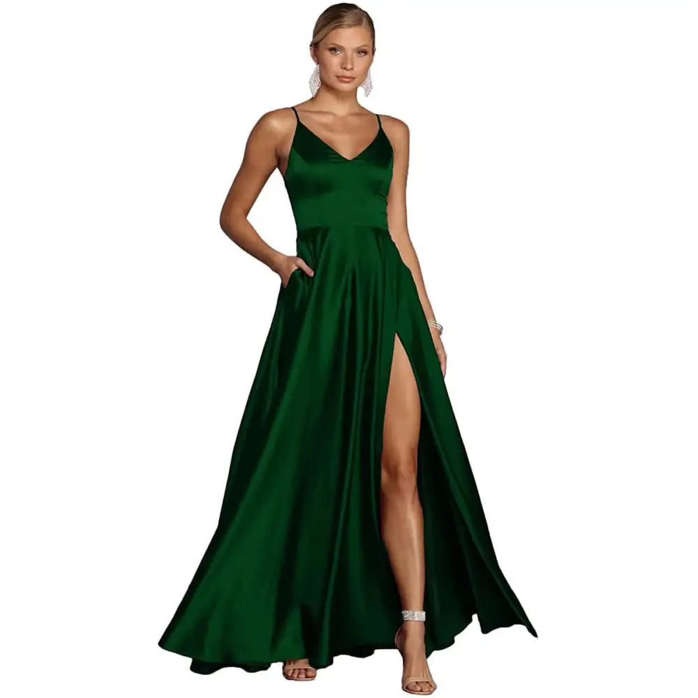 Red Satin Temperament Long Dress