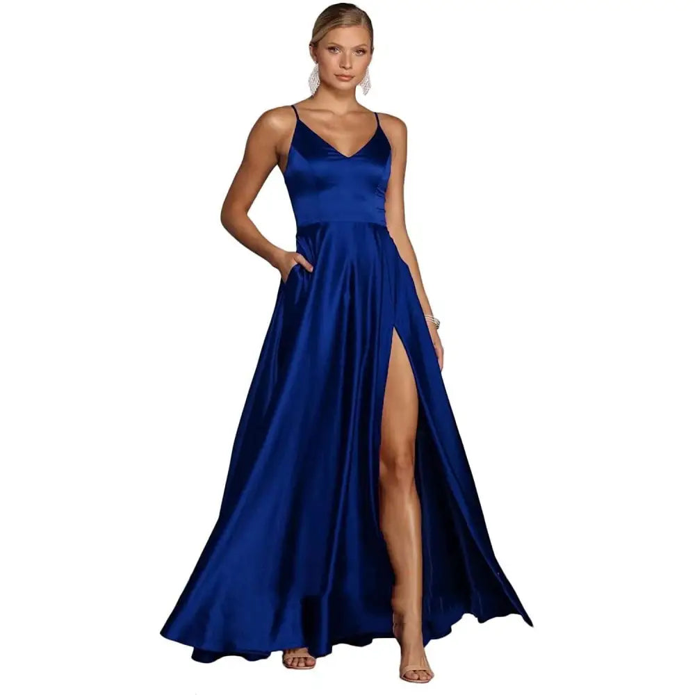 Red Satin Temperament Long Dress
