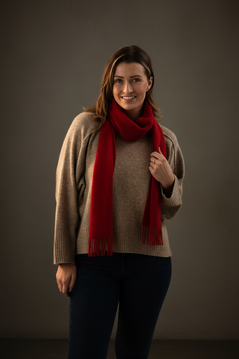 Red Cashmere Scarf-1