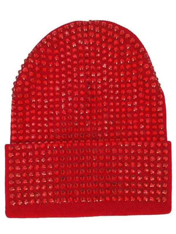 red Sparkly Rhinestone Patch Bedazzled Beanies red Crystals beanie