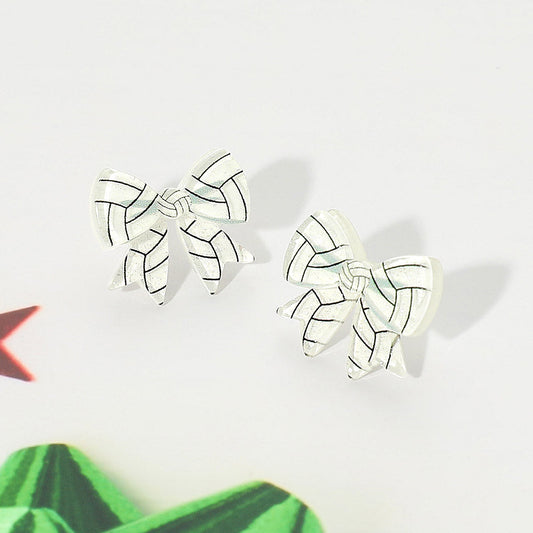 Resin Volleyball Bow Stud Earrings