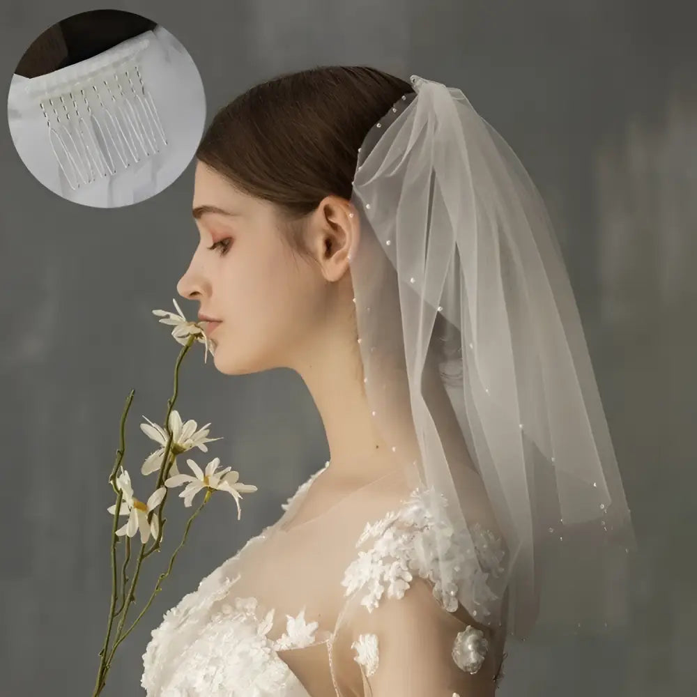 Retro Short Wedding Lace Floral Veil