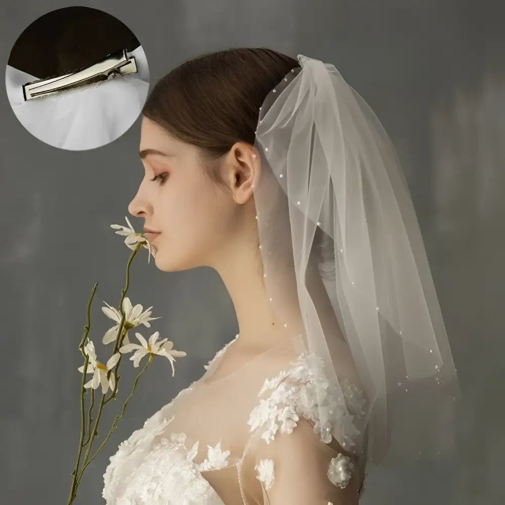 Retro Short Wedding Lace Floral Veil