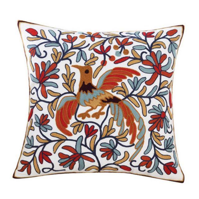100% Cotton Embroidery Flower Pattern Pillow Cover Home Decoration Sofa Cushion Cover Housewarming Gift Pillow Case Decorative Embroidered Pillow Cover Handmade Cotton Cover For Throw Pillows Beautiful Modern Floral Patterns 45x45cm