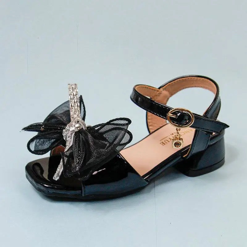 Rhinestone Bow Girl Soft-soled Net Beach Shoes