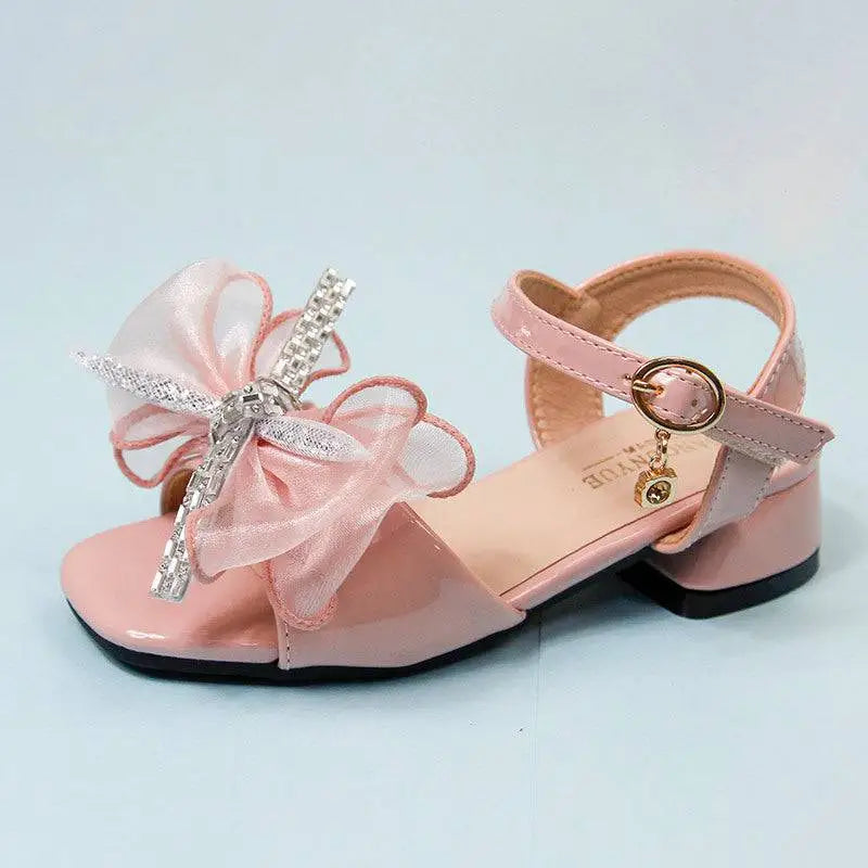 Rhinestone Bow Girl Soft-soled Net Beach Shoes