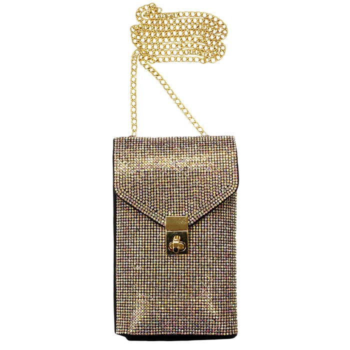 Rhinestone Embellished Chain Crossbody Bag
