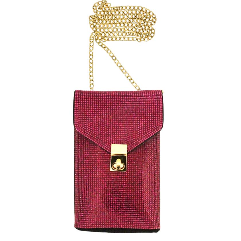 Rhinestone Embellished Chain Crossbody Bag