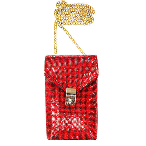 Rhinestone Embellished Chain Crossbody Bag