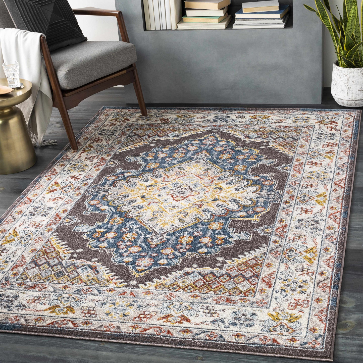 Haymond Brown Medallion Area Rug-0