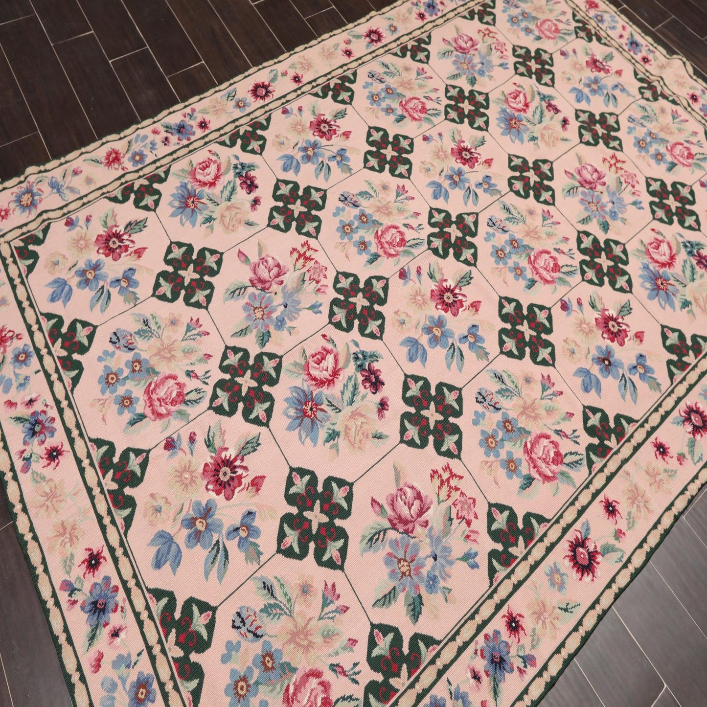 5'9" x 8'9" Hand Woven Traditional French Aubusson Needlepoint Area Rug Apricot-3