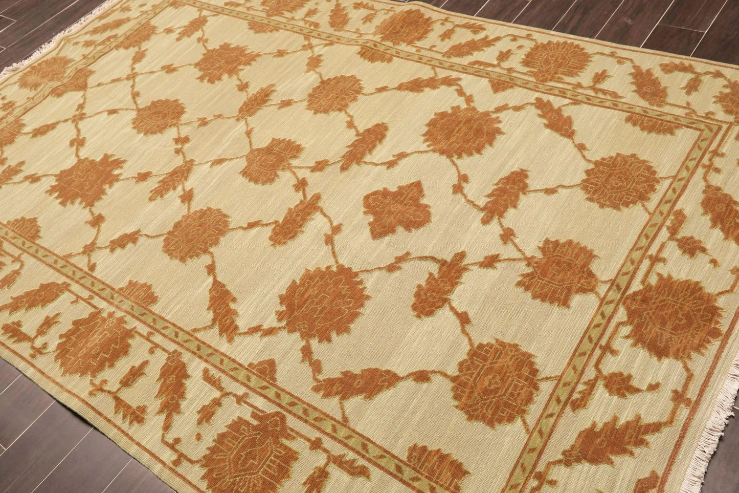 6' x 9' Hand Knotted Wool & Silk High Low Pile Area Rug Beige-2