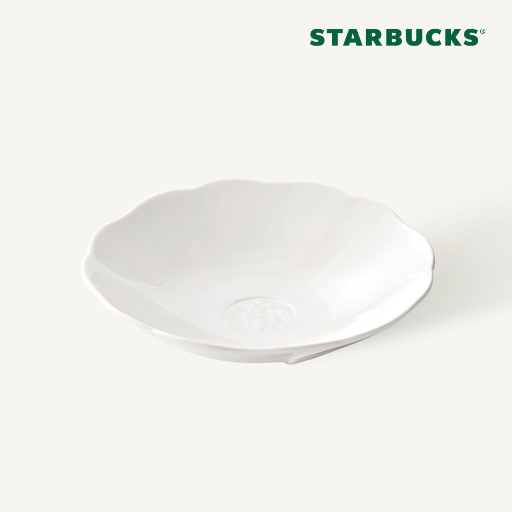 [Starbucks] [Exclusive] White Porcelain Flower-Shaped Dessert Plate-0