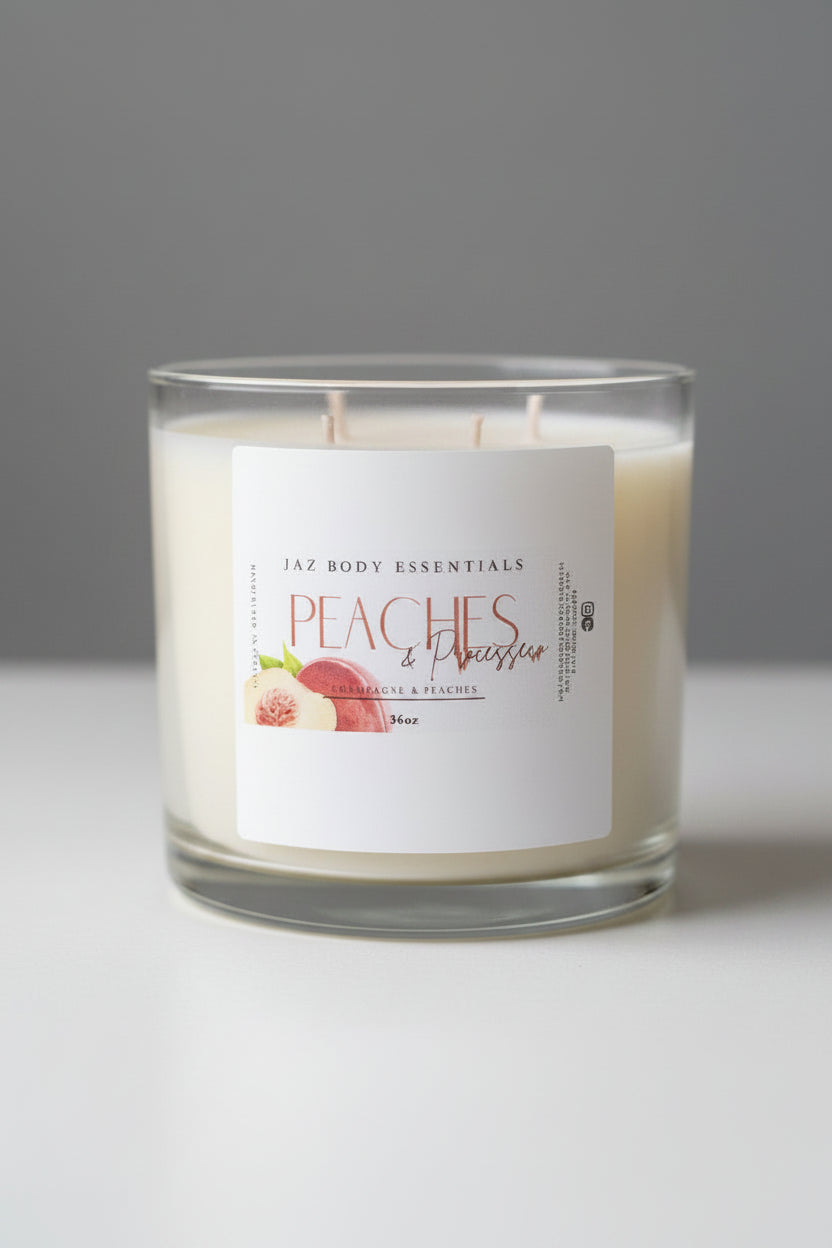 Peaches and Prosecco Scented 4 wick 36oz Candle