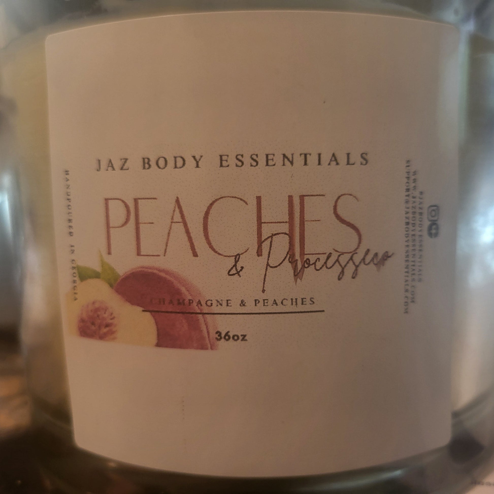 Peaches and Prosseco Scented 4 wick 36oz Candle-3