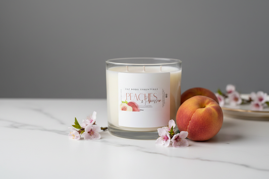 Peaches and Prosseco Scented 4 wick 36oz Candle