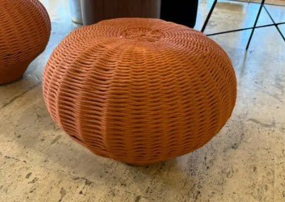 ROBERTA SCHILLING ROSENBAUM STOOL OCRE NAUTICAL CORD Showroom used