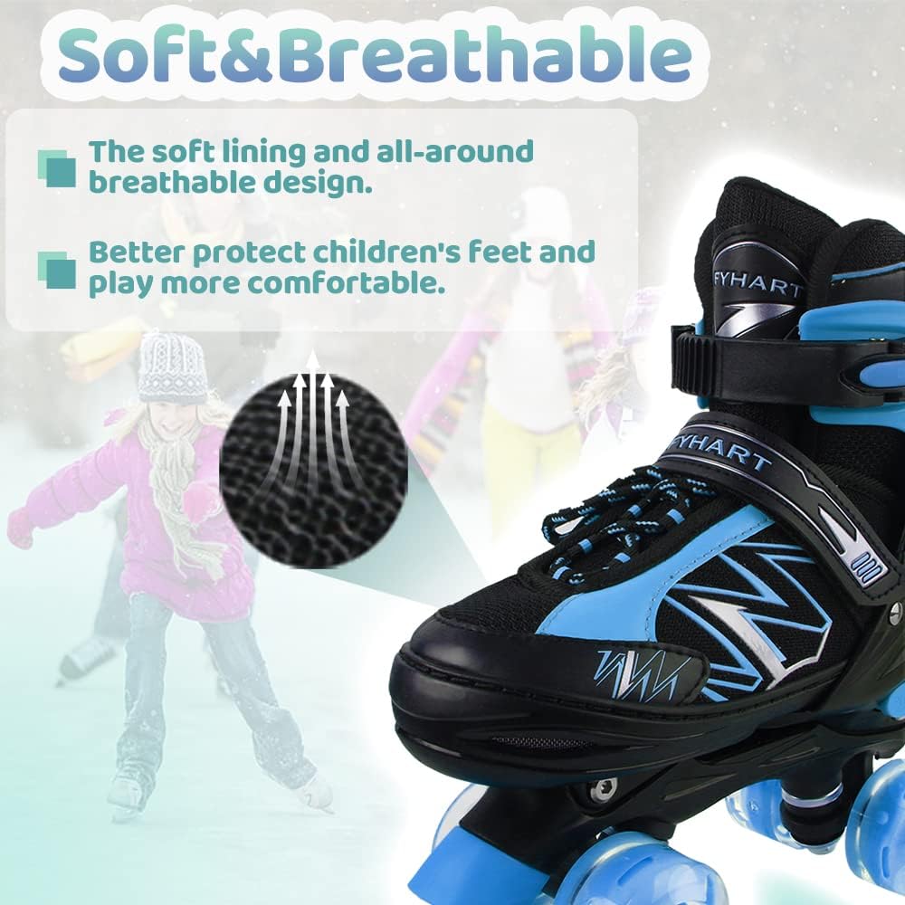 LIRENGUI Boys Girls Roller Skates (Size 4-7)
