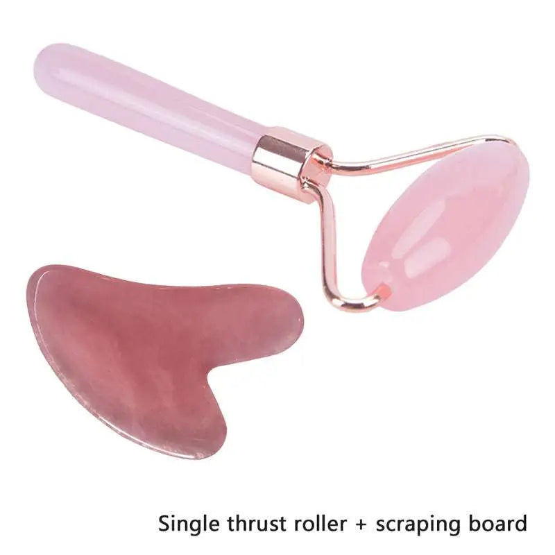 Rose Quartz Facial Roller and Gua Sha Wrinkle Remover