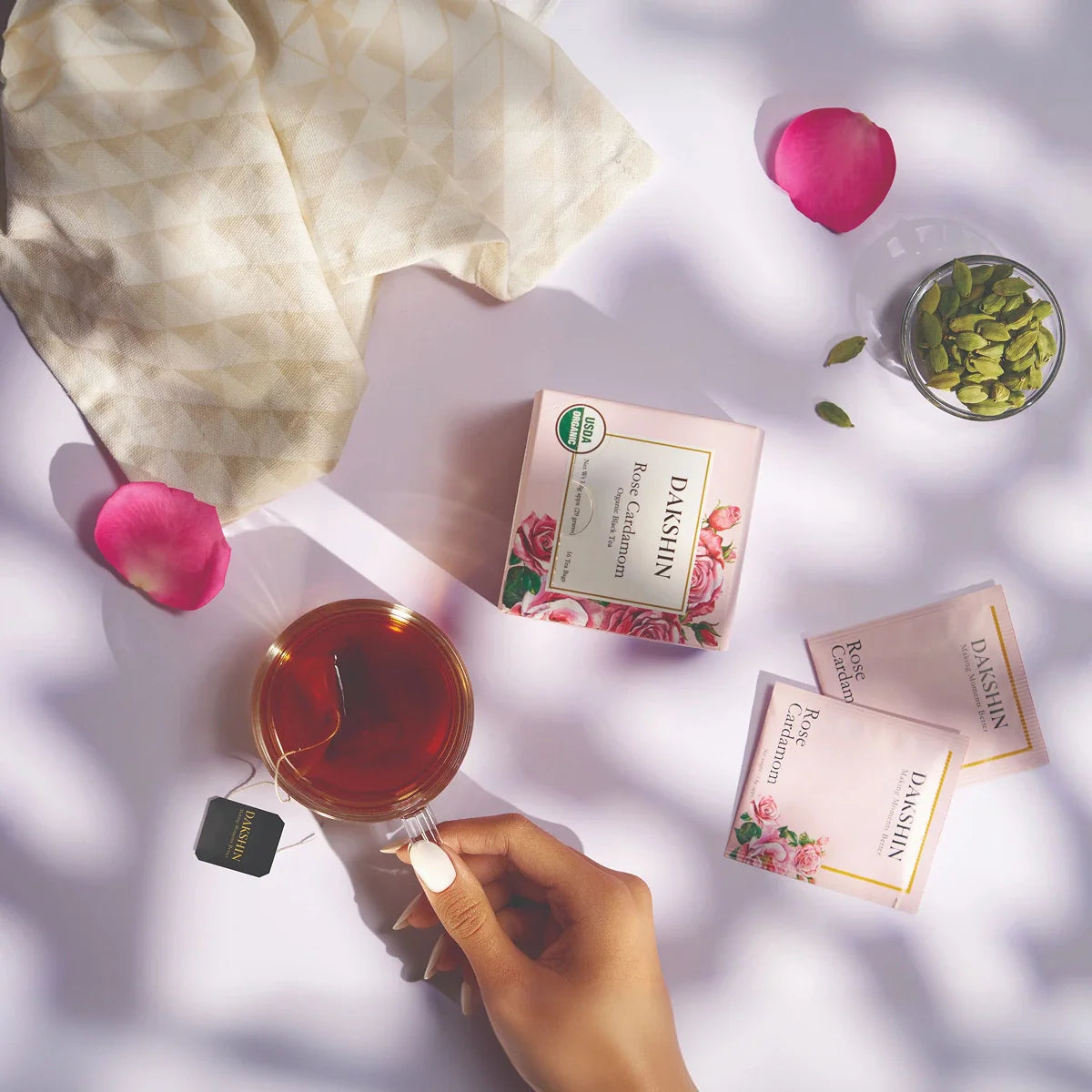 Organic Rose & Cardamom Tea - Calm Digestive by Dakshin-3