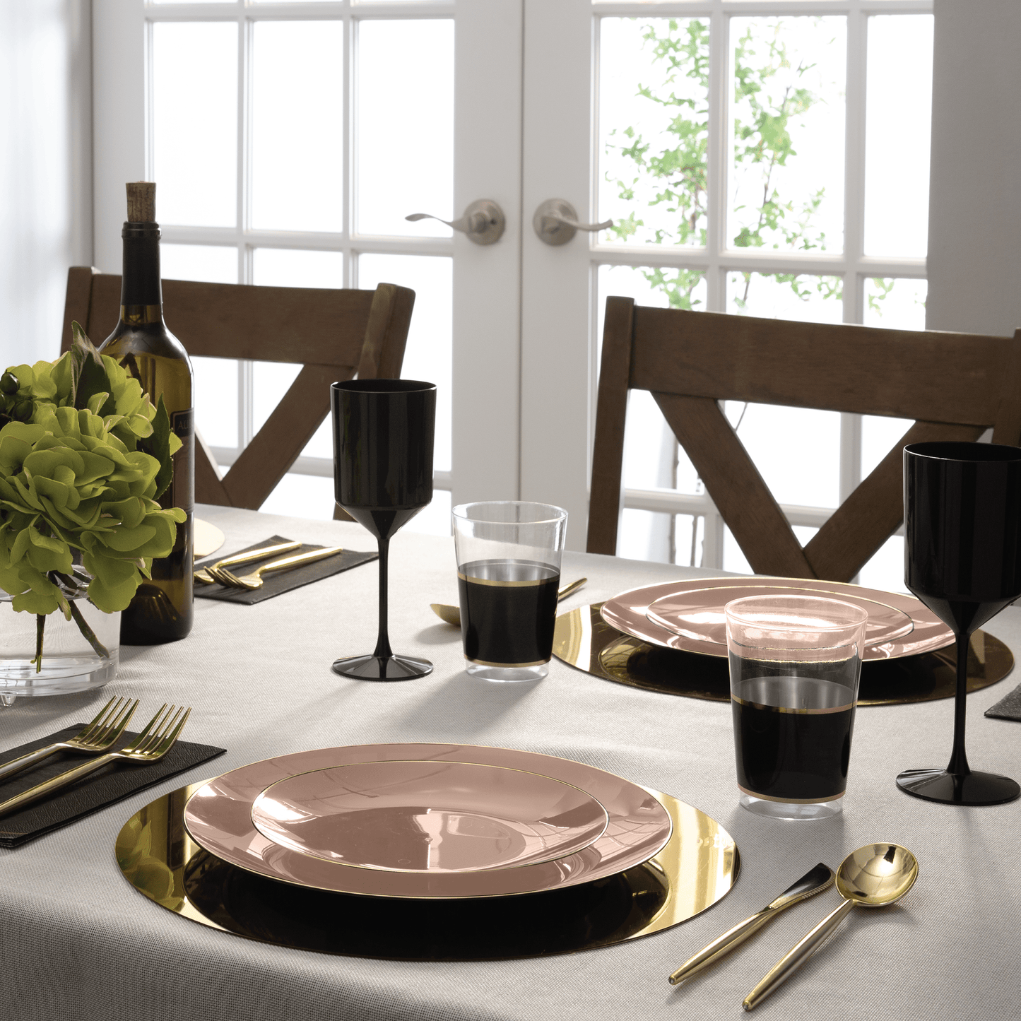 Round Clay Beige and Gold Plastic Plates | 10 Pack