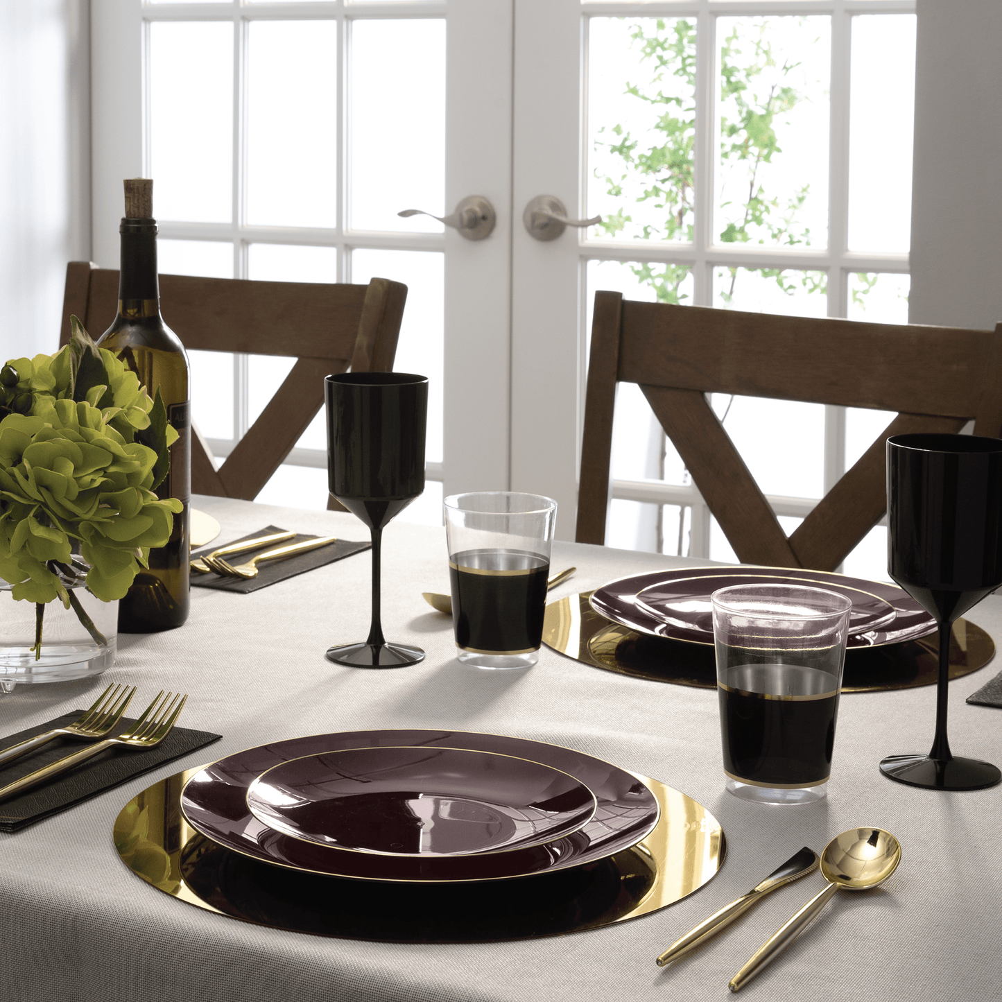 Round Brown Latte and Gold Plastic Plates | 10 Pack