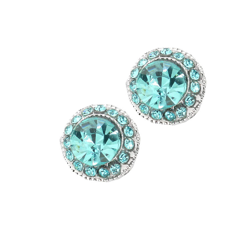 Round Stone Stud Evening Earrings
