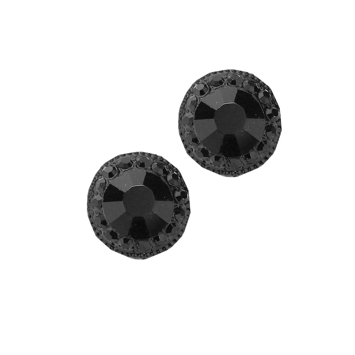 Round Stone Stud Evening Earrings