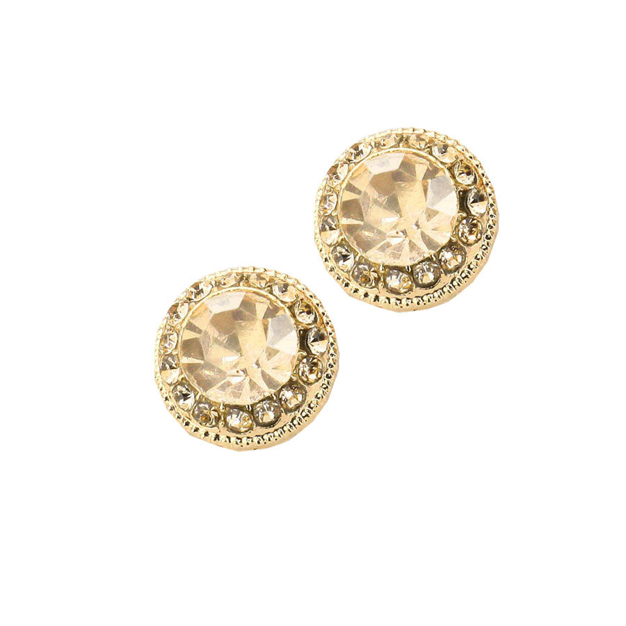 Round Stone Stud Evening Earrings