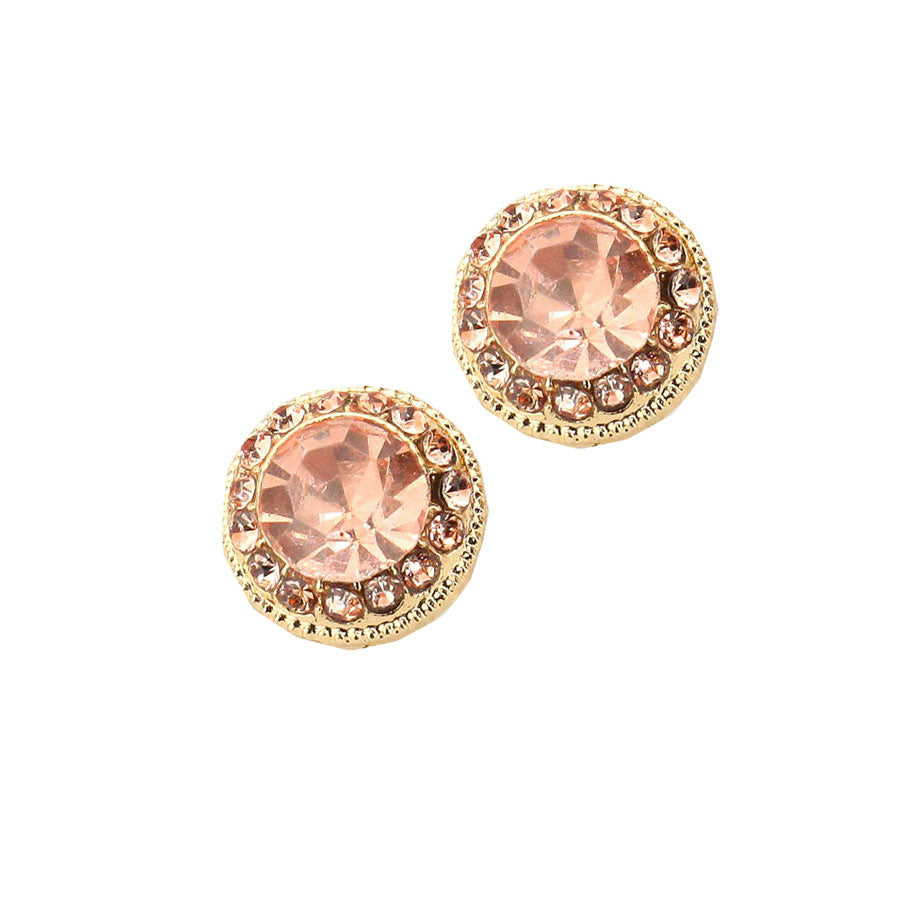 Round Stone Stud Evening Earrings