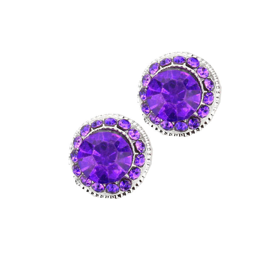 Round Stone Stud Evening Earrings