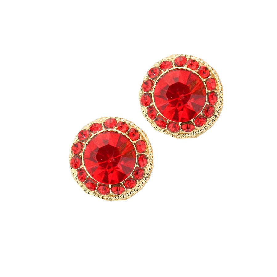Round Stone Stud Evening Earrings