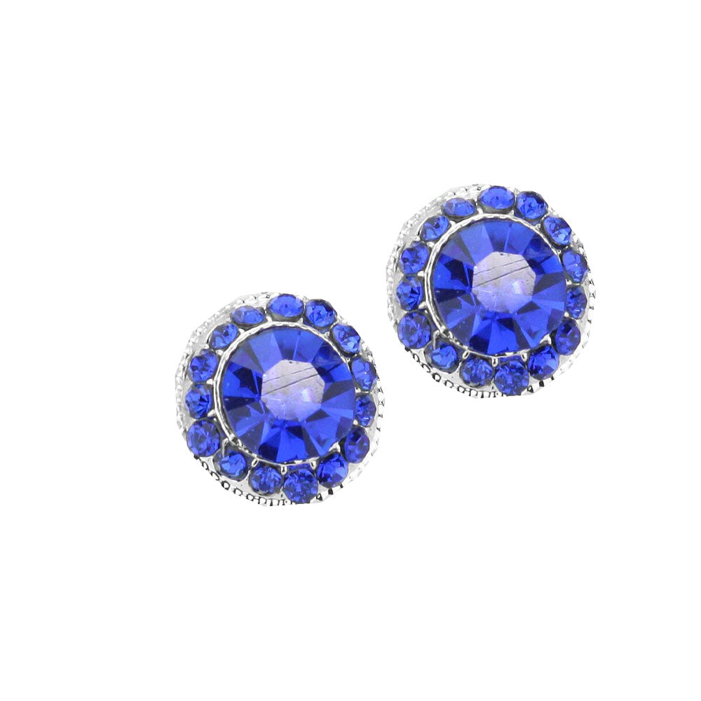 Round Stone Stud Evening Earrings