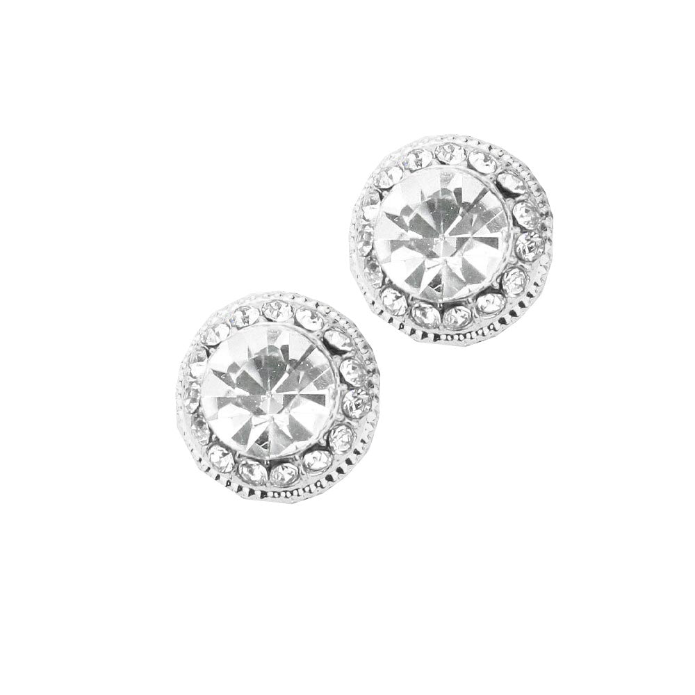 Round Stone Stud Evening Earrings