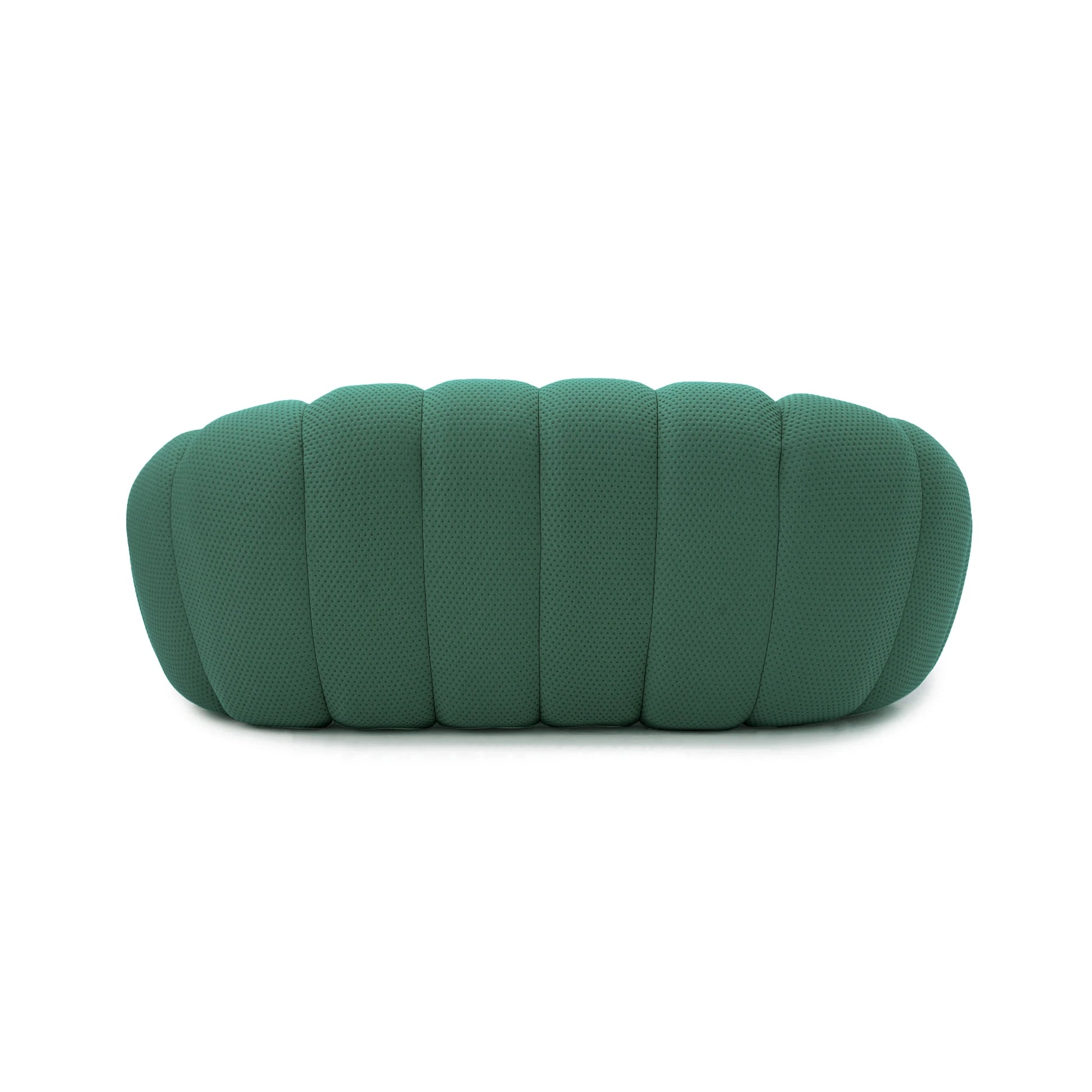 Green ribbed cushion on a white background