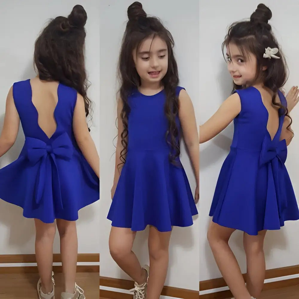 Royal Blue Summer Girls Sleeveless Princess Dress