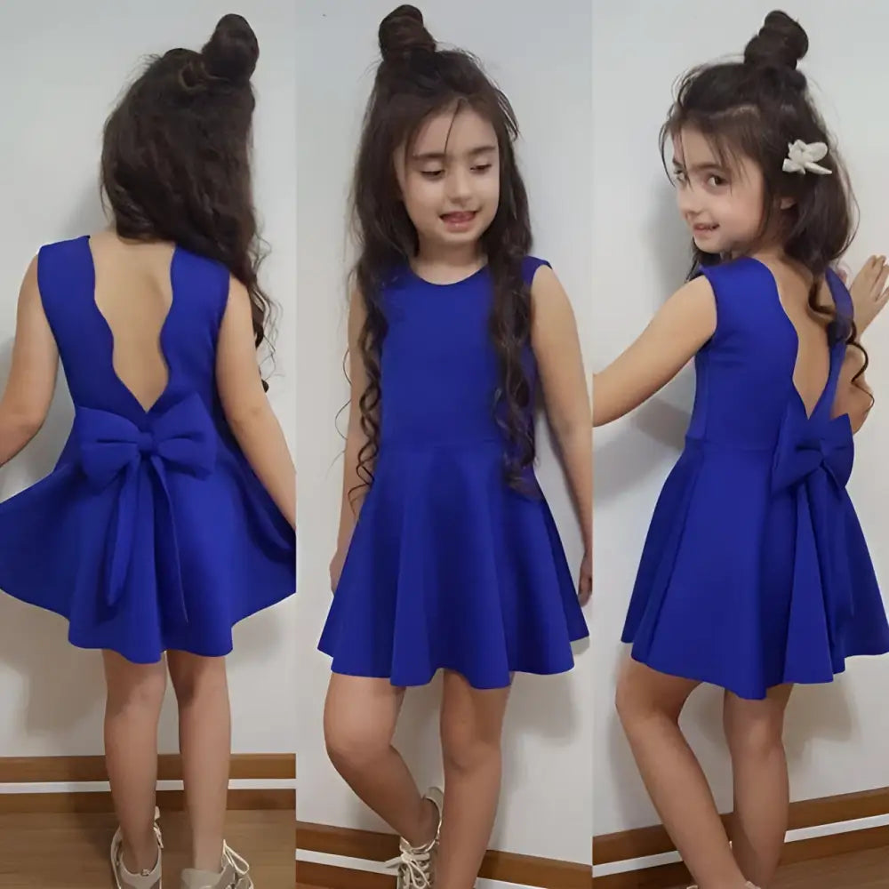 Royal Blue Summer Girls Sleeveless Princess Dress