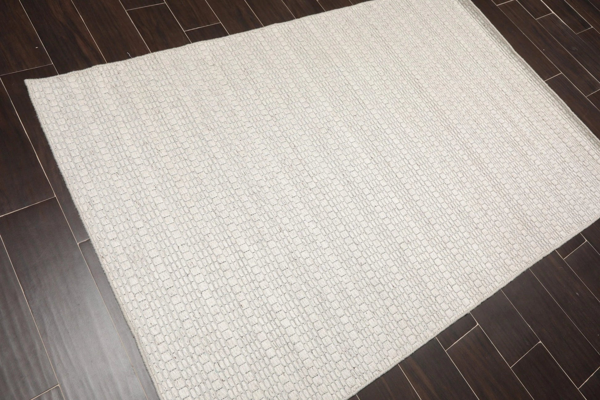 Multi Size Off White, Gray Hand Woven 100% Wool Flatweave Traditional Oriental Area Rug-4