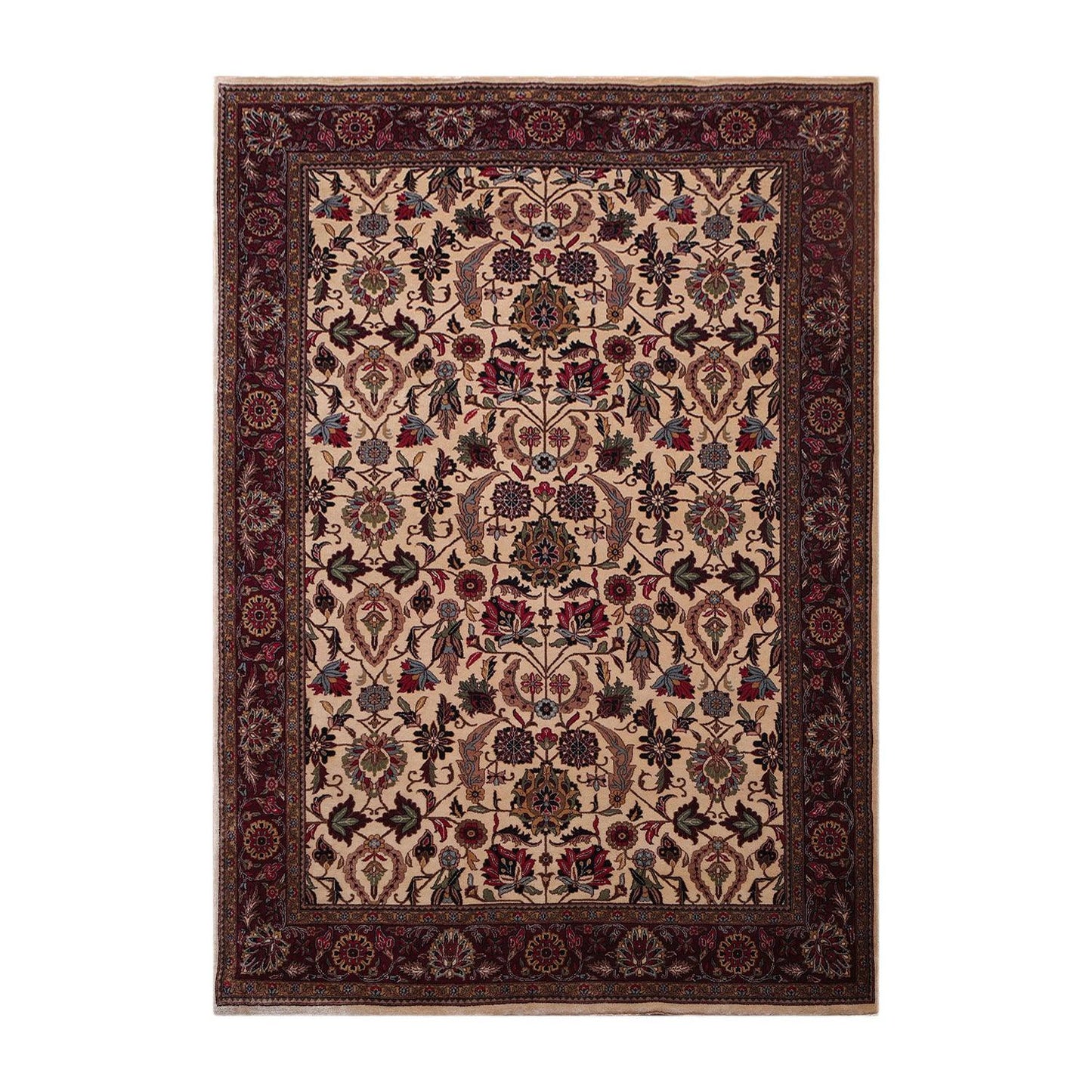 6'1" x 8'7" Hand Knotted 250 KPSI Superfine Wool Oriental Area rug Beige-0