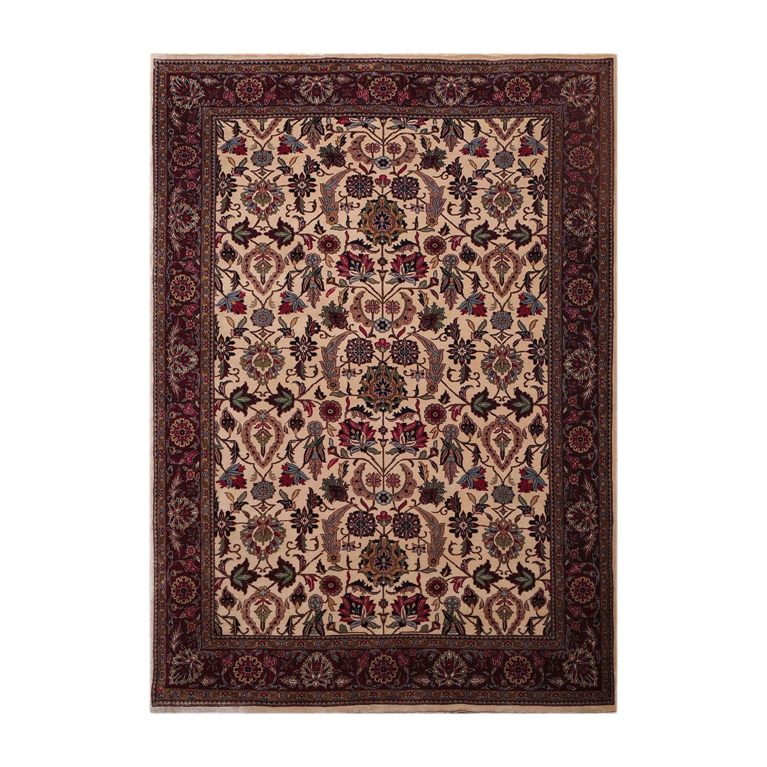 6'1" x 8'7" Hand Knotted 250 KPSI Superfine Wool Oriental Area rug Beige-0
