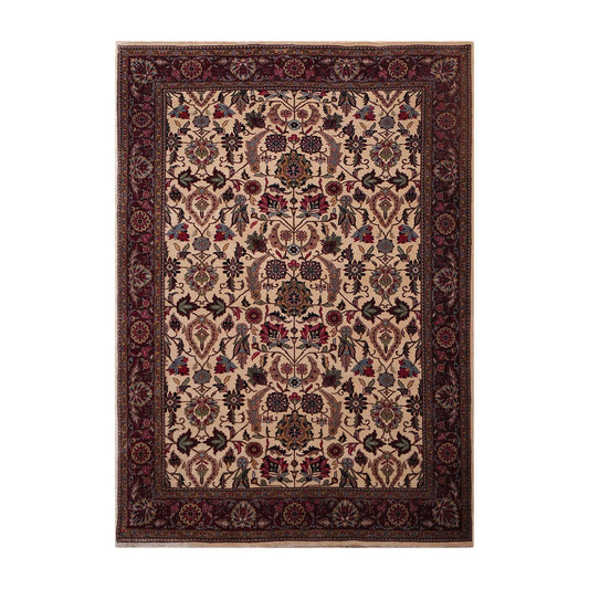6'1" x 8'7" Hand Knotted 250 KPSI Superfine Wool Oriental Area rug Beige-0