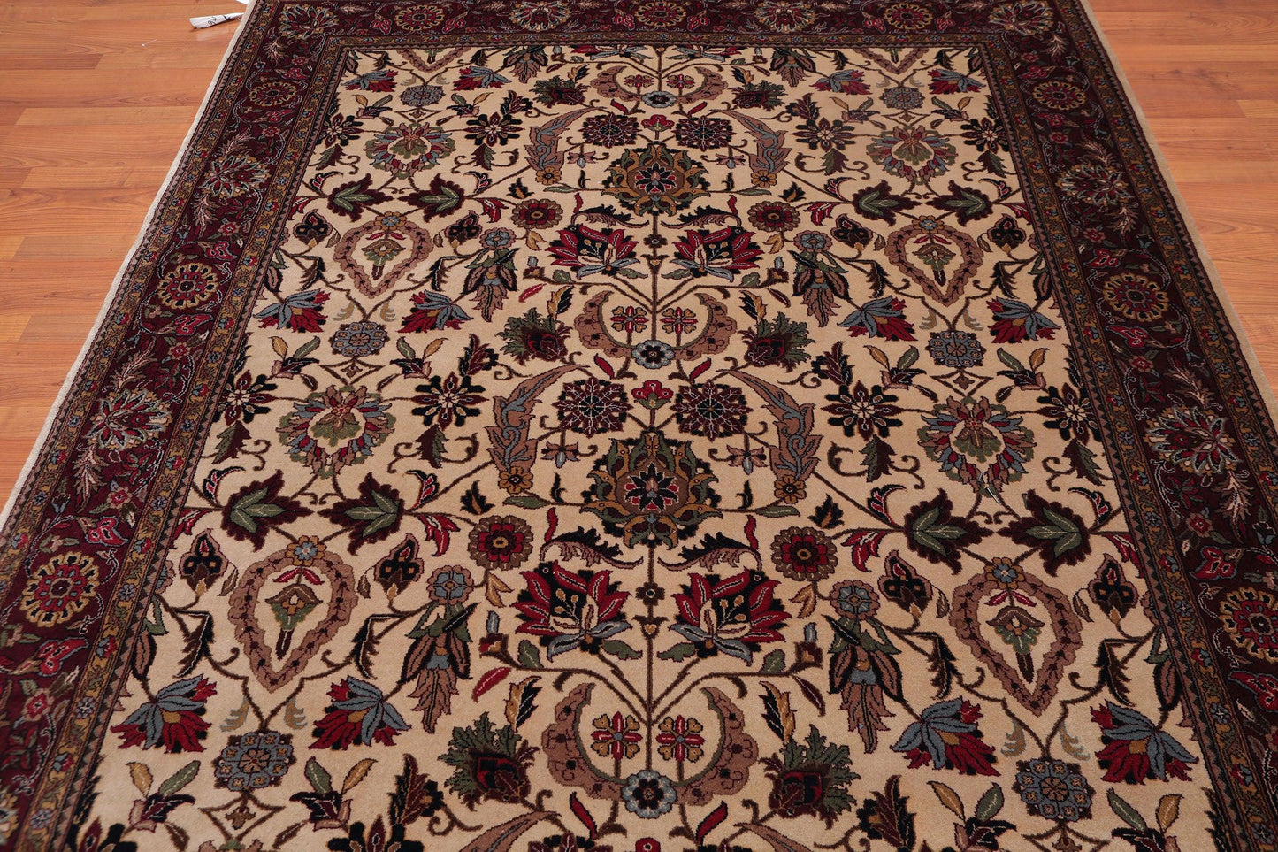 6'1" x 8'7" Hand Knotted 250 KPSI Superfine Wool Oriental Area rug Beige-4