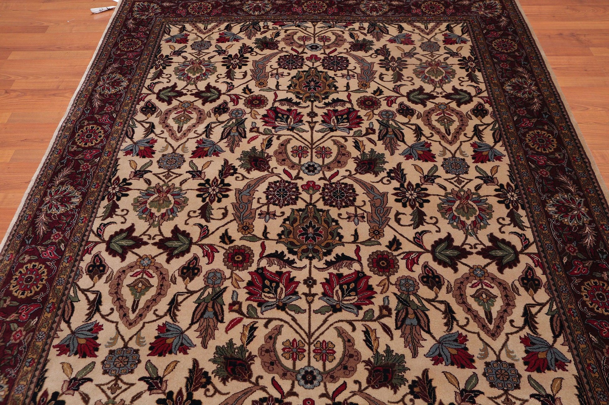 6'1" x 8'7" Hand Knotted 250 KPSI Superfine Wool Oriental Area rug Beige-4